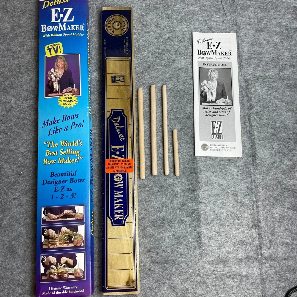 Deluxe E-Z BowMaker with Ribbon Spool Holder‎ EZ Craft Hardwood Tool Made in USA